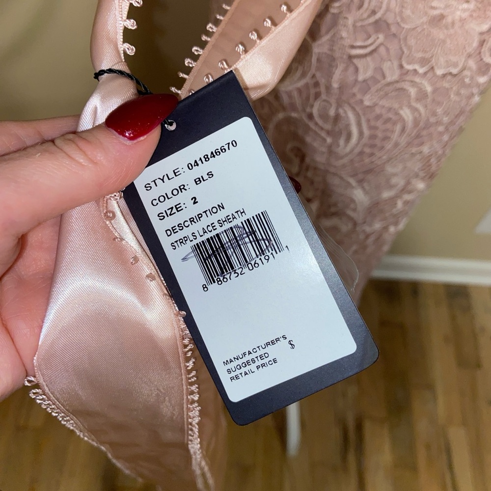 Adrianna Papell Strapless Lace Mini Dress in Blush - Picture 6 of 8